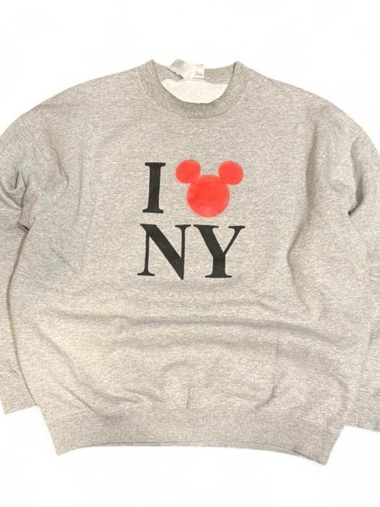 Disney Other - Y2K Disney I Heart NY Mickey Mouse Boxy Grey Crewneck